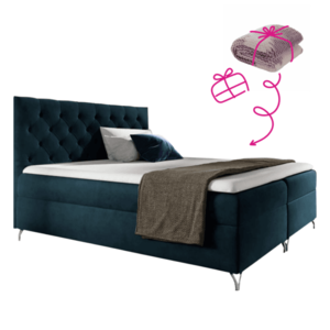 Boxspringová posteľ, 180x200, tmavomodrá látka Velvet, GULIETTE + darček vyobraziť