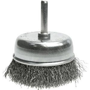 Kefa hrnčeková, 100 mm, so stopkou 6 mm, vlnitý oceľový drôt, Drel vyobraziť