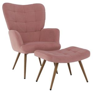 KONDELA Haben kreslo s podnožou ružová (Velvet) / čierna vyobraziť
