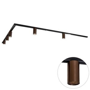 Moderný koľajnicový systém s 5 tmavými bronzovými bodovými svetlami 1-fázový GU10 50 mm - Iconic Ruby vyobraziť