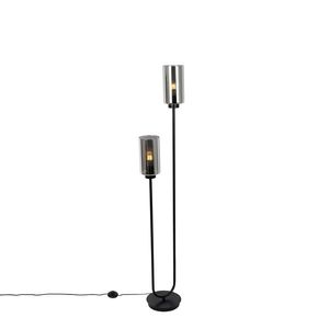 Inteligentná stojaca lampa čierna s dymovým sklom 2-svetlá vrátane 2 Wifi ST64 - Laura vyobraziť