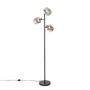Inteligentná stojaca lampa čierna so zlatom a dymovým sklom 3-svetlá vrátane 3 Wifi P45 - Zuzanna vyobraziť