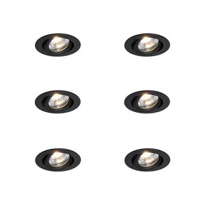 Set van 6 inbouwspots zwart kantelbaar 8, 2cm incl. LED dim to IP54 ultra slim - Pupil vyobraziť