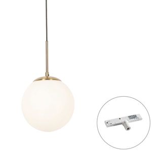 Art Deco hanglamp goud met opaal glas incl. rail adapter wit 1-fase - Slimline Flore vyobraziť