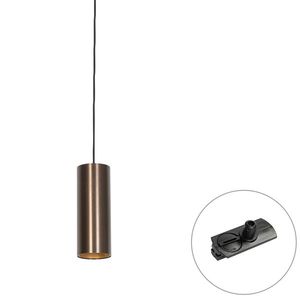 Design hanglamp donkerbrons incl. rail adapter 1-fase - Iconic Tubo vyobraziť
