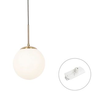 Art Deco hanglamp goud met opaal glas incl. rail adapter wit 1-fase - Iconic Flore vyobraziť