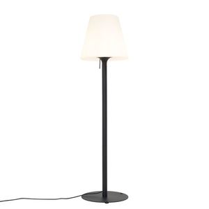 Moderná vonkajšia stojaca lampa čierna s bielym tienidlom IP44 - Big Virginia vyobraziť