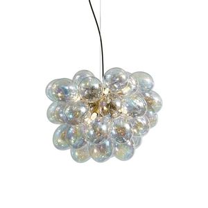 Art Deco závesná lampa zlatá s dúhovým sklom 50cm 8-svetiel - Uvas vyobraziť