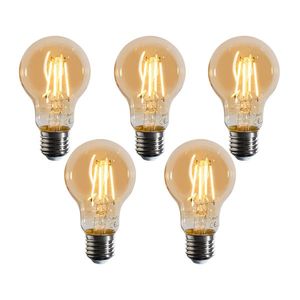 Set van 5 E27 dimbare LED lampen A60 goud 4W 420 lm 2200K vyobraziť