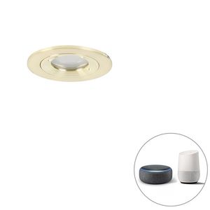 Inteligentné zapustené bodové svetlo zlaté okrúhle IP44 vrátane Wifi GU10 - Xena vyobraziť