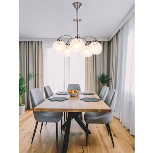 Závesná lampa Baida, saténové tienidlo, matná priehľadná vyobraziť
