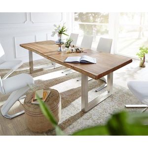 Jedálenský stôl Edge 260x100 XL prírodná akácia nerezová oceľ široká vyobraziť