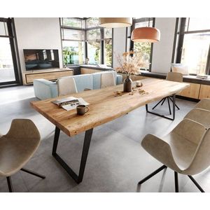Jedálenský stôl Edge 260x100 XL akácia prírodný kovový hranatý vyobraziť
