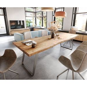 Jedálenský stôl Edge 260x100cm XL Akácia prírodná nerezová oceľ vyobraziť