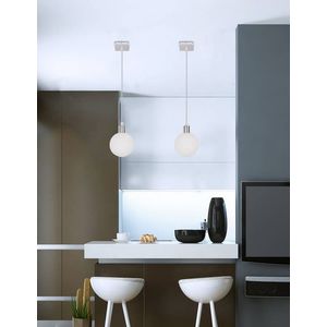 Závesná lampa s bielym tienidlom na guľu 12 cm Oden vyobraziť