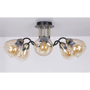 Stropná lampa čierna/zlatá dymová 5xE27 Unica vyobraziť