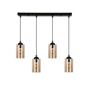 Závesná lampa pásik čierna/hnedá 4xE27 Bistro vyobraziť
