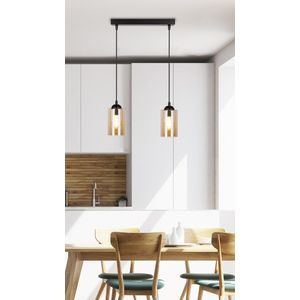 Závesná lampa pásik čierna/hnedá 2xE27 Bistro vyobraziť