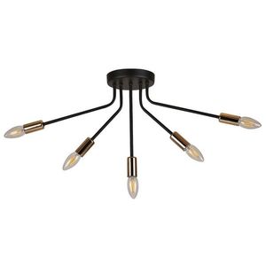 Čierno-zlatá stropná lampa 5x40W E14 Tiara vyobraziť