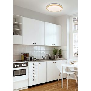 LED stropná lampa biela + drevená 24W 4000K lampa Gandava vyobraziť