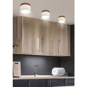 Stropné svietidlo biele/drevené LED 9W trubicové vyobraziť