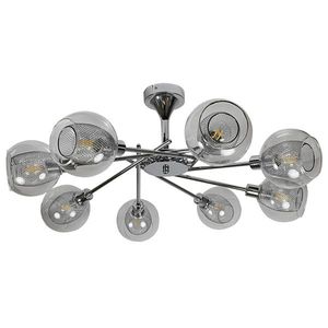 Chrómová stropná lampa, sklenené tienidlo, kôš, 8x40W, E14, Ozzo vyobraziť