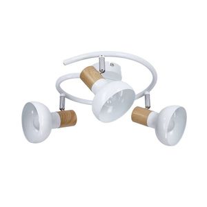 Špirálová stropná lampa kovová biela + drevená 3E14 Puerto vyobraziť