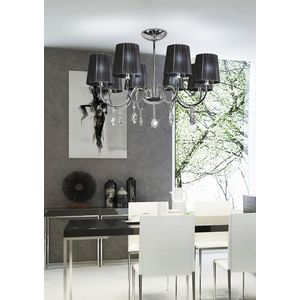 Závesná lampa chróm/čierna s kryštálmi 8x40W Sorento vyobraziť
