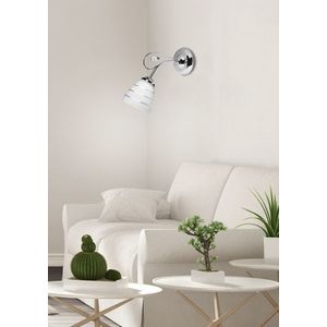 Chrómová nástenná lampa s krištáľovo bielym tienidlom Simpli vyobraziť