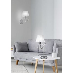 Chrómová nočná lampa s bielym tienidlom E14 Valencia vyobraziť