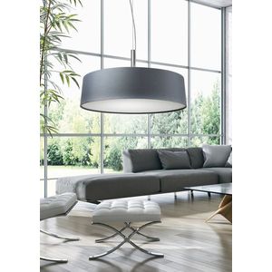 Striebornosivá závesná lampa, tkané tienidlo, 3x60W, Blum vyobraziť