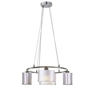 Závesná lampa s chrómovým povrchom 4x40W, látkové tienidlo Ban vyobraziť