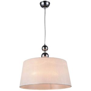 Chrómová závesná lampa s bielym látkovým tienidlom Clara vyobraziť