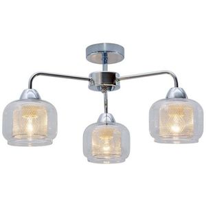 Chrómová stropná lampa, sklenené tienidlo, 3x40W, Ray vyobraziť