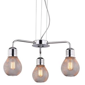 Závesná lampa s chrómovým drôteným tienidlom 3x60W, nastaviteľná Gliva vyobraziť