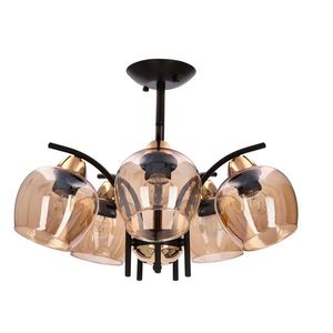 Závesná lampa MERRA čierna 5x40W E27 jantárové tienidlo vyobraziť