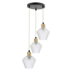 Závesná lampa Greniko, čierna, 3x40W, E14, bezfarebné tienidlo vyobraziť