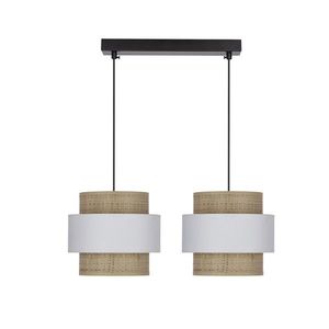 Závesná lampa z ratanu 2x40W E27 tienidlo biela+krémová vyobraziť