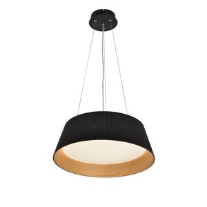 Závesná lampa Umbria čierna drevená s LED bielym tienidlom vyobraziť