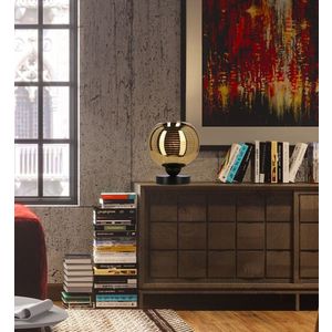 Stolová lampa Trio čierna, e27, zlaté tienidlo vyobraziť