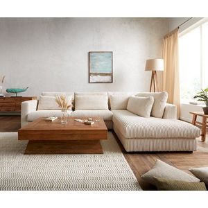 Rohová pohovka Isla 330 x 225 cm manšestrová béžová lenivá pohovka vyobraziť