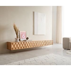Fevo TV stolík 220 cm prírodný dub 4 dvierka na stenu vyobraziť