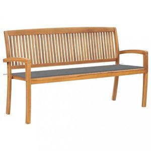 Stohovatelná zahradní lavice s poduškou 159 cm masivní teak vyobraziť