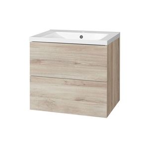 MEREO - Aira, kúpeľňová skrinka s umývadlom z liateho mramoru 61 cm, dub Kronberg CN720M vyobraziť