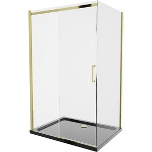 MEXEN/S - Omega sprchovací kút 100x80, transparent, zlatá + čierna vanička so sifónom 825-100-080-50-00-4070G vyobraziť
