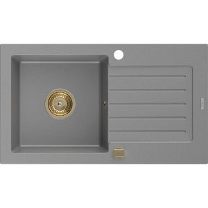 MEXEN/S MEXEN/S - Pablo granitový drez 1-miska s odkvapkávačom 752 x 436 mm, sivý, zlatý sifón 6510751010-71-G vyobraziť