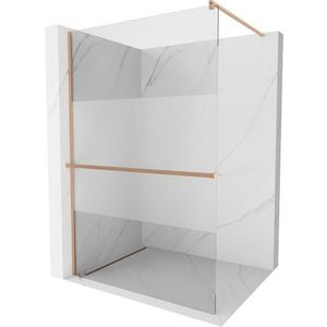 MEXEN/S - Kioto+ Sprchová zástena s poličkou WALK-IN 90 x 200 cm, transparent/dekor, meď kartáčovaná 800-090-121-65-35 vyobraziť