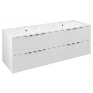 SAPHO - CIRASA umývadlová skrinka s dvojitým umývadlom 141x54x46cm, biela lesk CR141-3030-21 vyobraziť