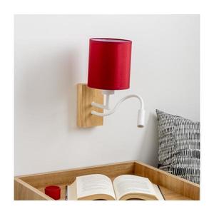 Brilagi Brilagi-LED Nástenná lampa NUBILA WOOD 1xE27/25W/230V+LED/3W dub/pompej. červená vyobraziť