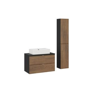 Koupelnová sestava s deskou, umyvadlem a skříňkami Talia Casella Trust 80 cm černý mat/dub casella vyobraziť